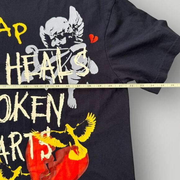 DEIARI Oversized Graphic T-Shirt Navy Blue “GUAP Heals Broken Hearts” sz S - Picture 7 of 8